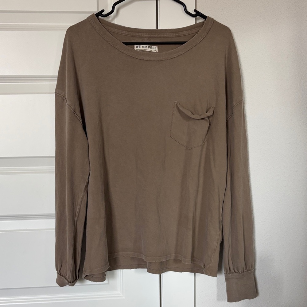 We The Free Taupe Long Sleeve Top
